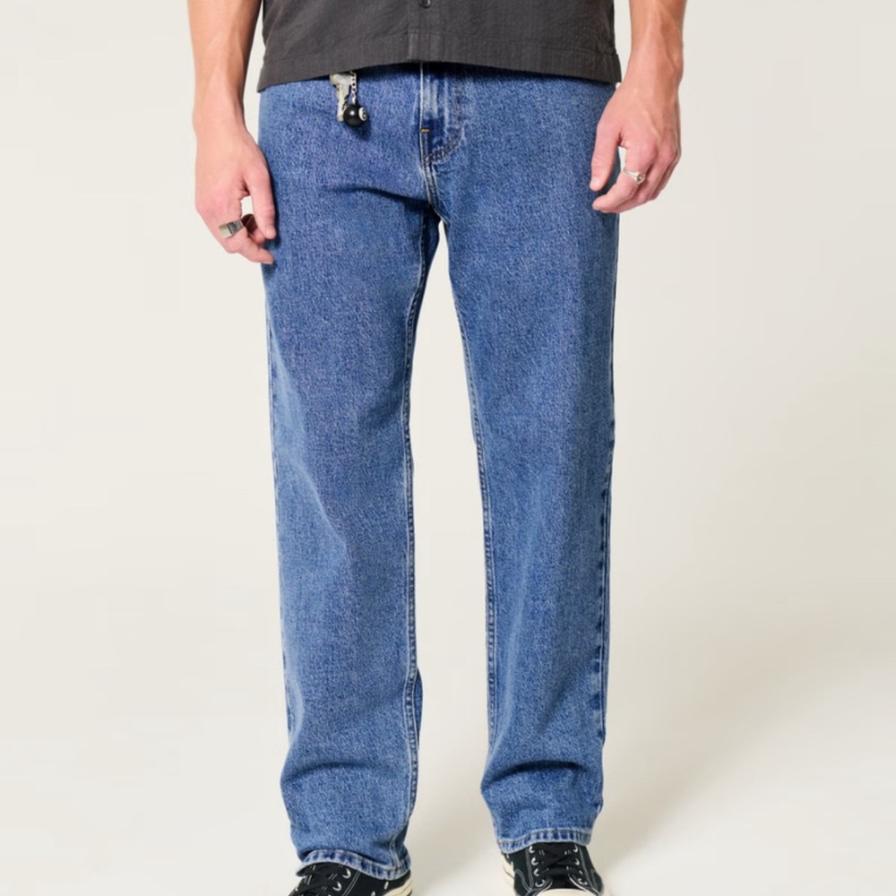 Hollister Relaxed Blue Jeans Medium Wash